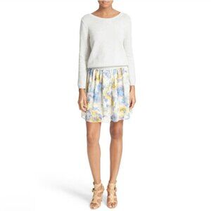 Joie Dessa Silk Cotton Layered Floral Mixed Media Sweater Dress Size S